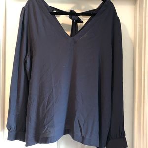 NWT Loft blue long sleeve sheer top XL